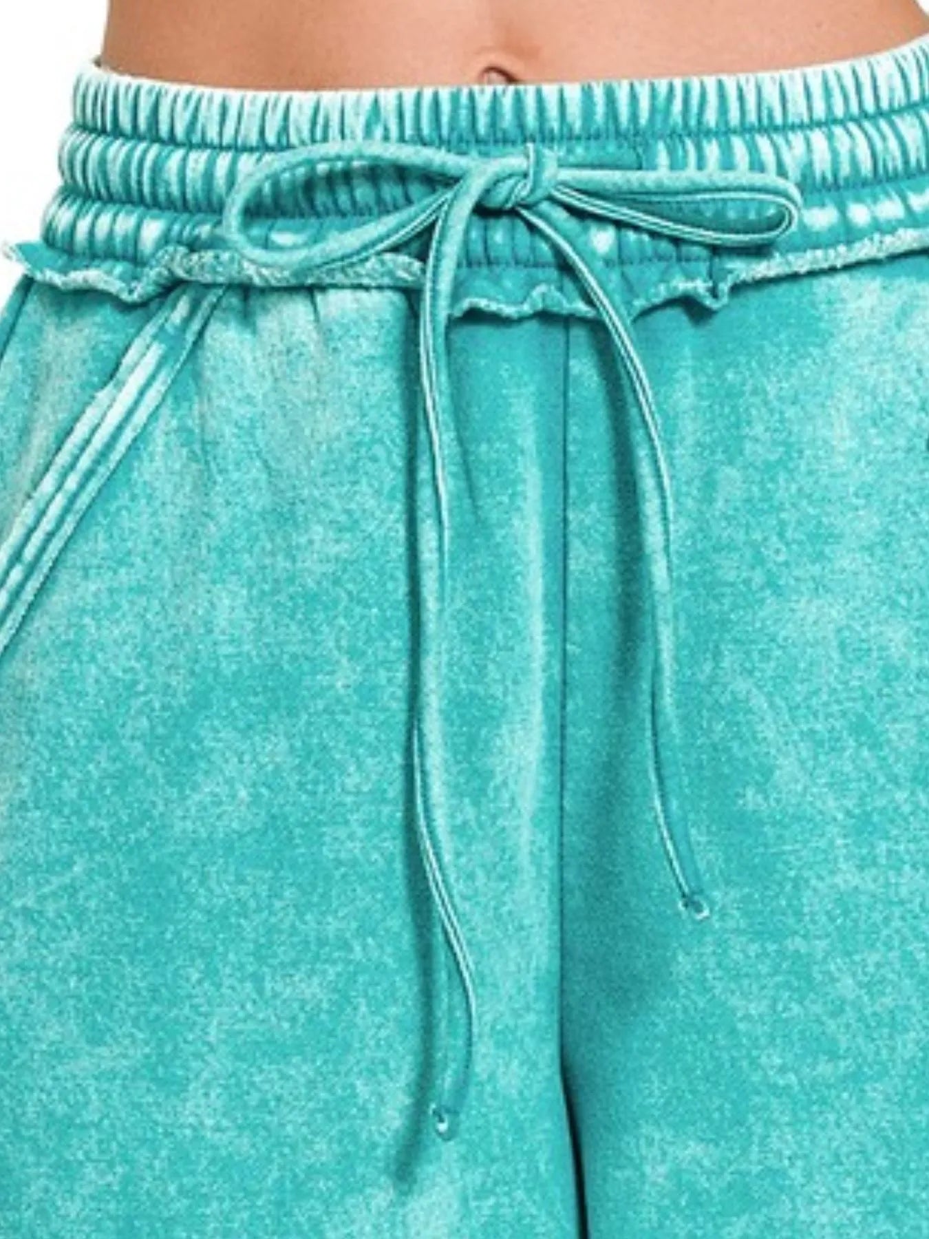 Image of Zenana Acid Wash Fleece Drawstring Shorts With Pockets | Queeble.shop
