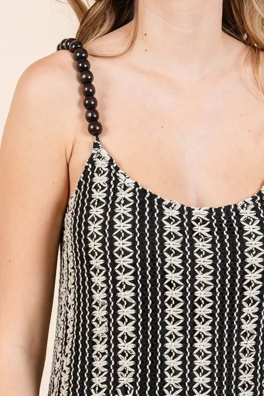 Image of GeeGee Plus Size Striped Scoop Neck Beaded Strap Maxi Cami Dress | Queeble.shop
