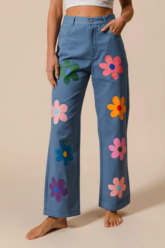 Image of BiBi Flower Print Straight Legs Pants | Queeble.shop