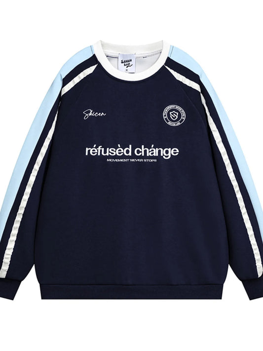 Image of Men's Letter Striped Raglan Sleeve Sweatshirt | Queeble.shop