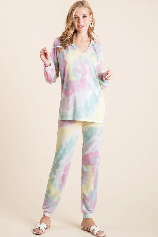 Image of BiBi Tie Dye French Terry Casual Pants | Queeble.shop