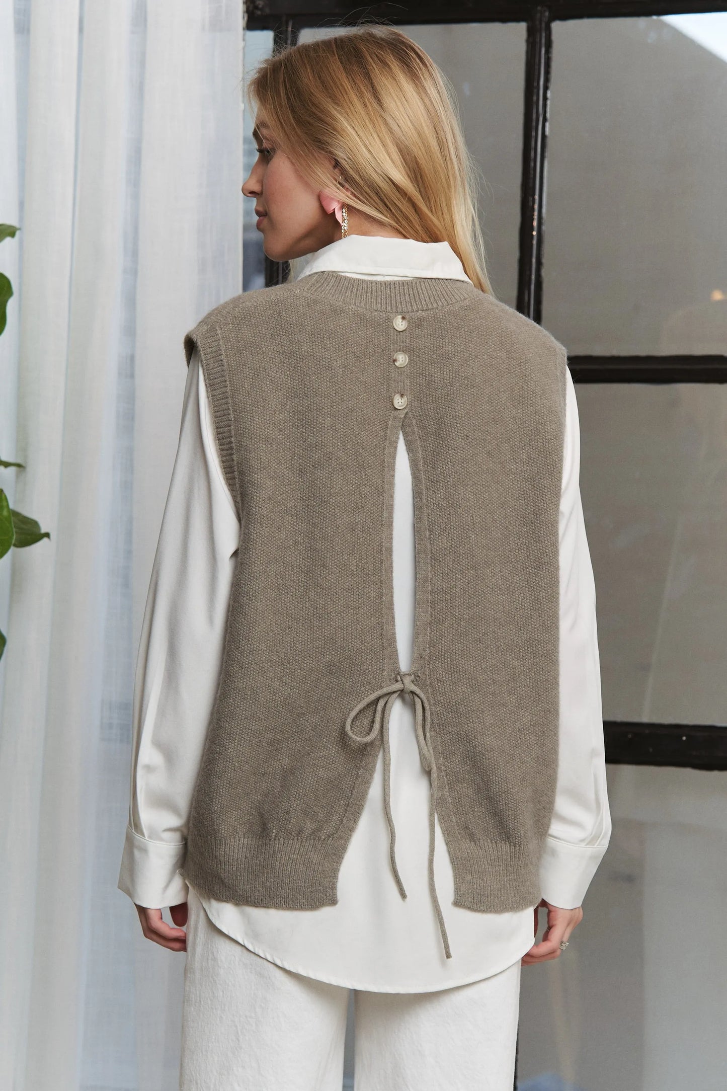 Image of ADORA Round Neck Vest with Slight Open Back | Queeble.shop