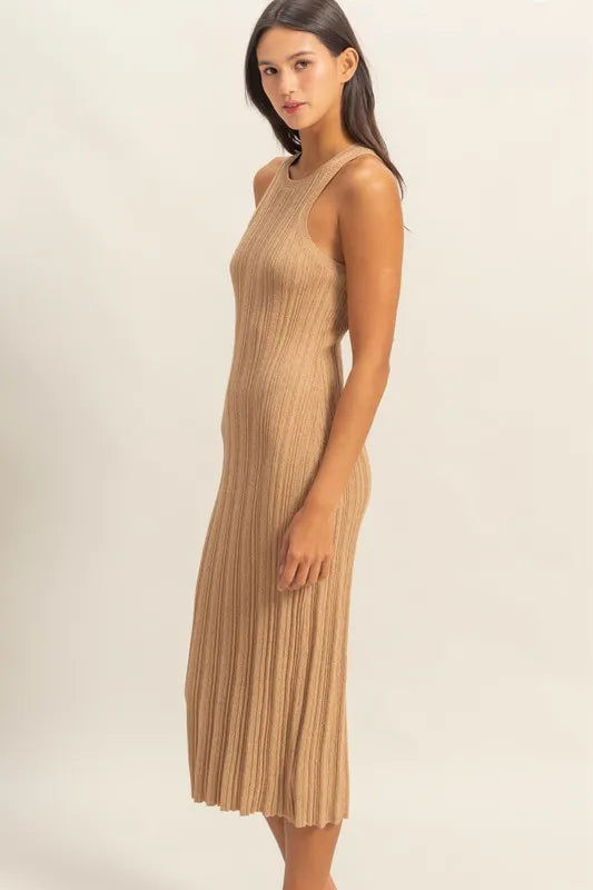 Image of HYFVE Round Neck Bodycon Ribbed Knit Dress | Queeble.shop
