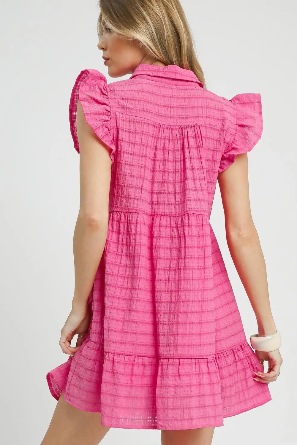 Image of Umgee Ruffle Cap Sleeve Textured Mini Dress | Queeble.shop