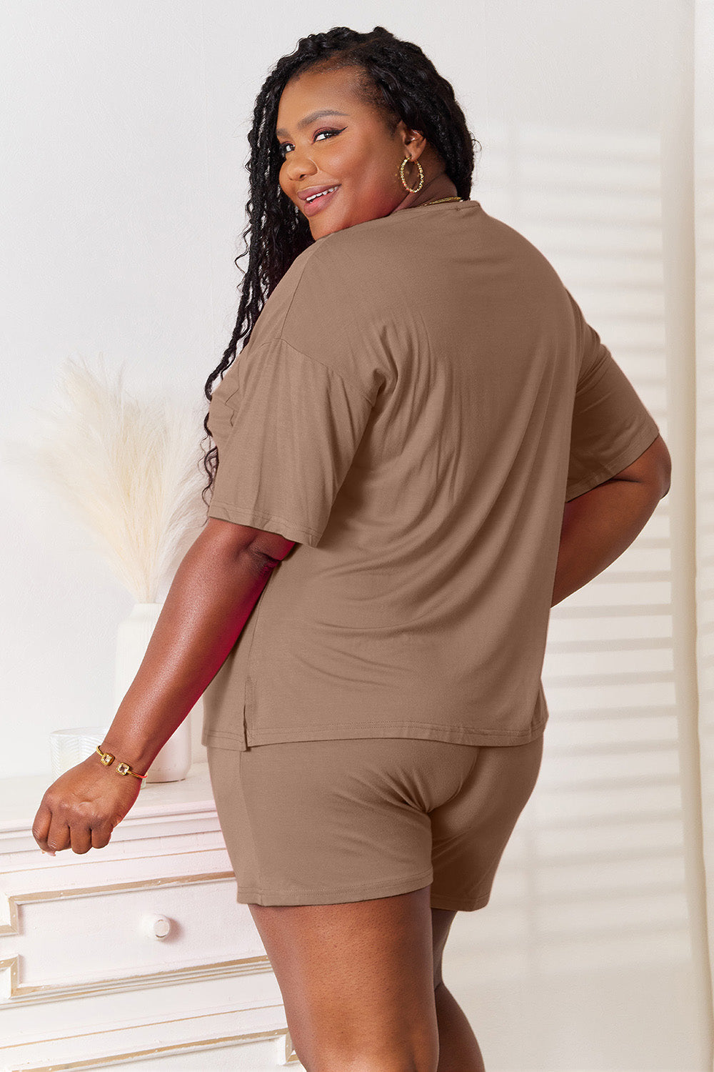 Image of Basic Bae Full Size Soft Rayon Half Sleeve Top and Shorts Set | Queeble.shop