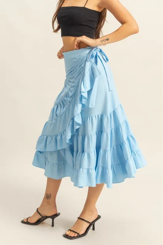 Image of HYFVE Ruffled Tiered High Waist Skirt | Queeble.shop