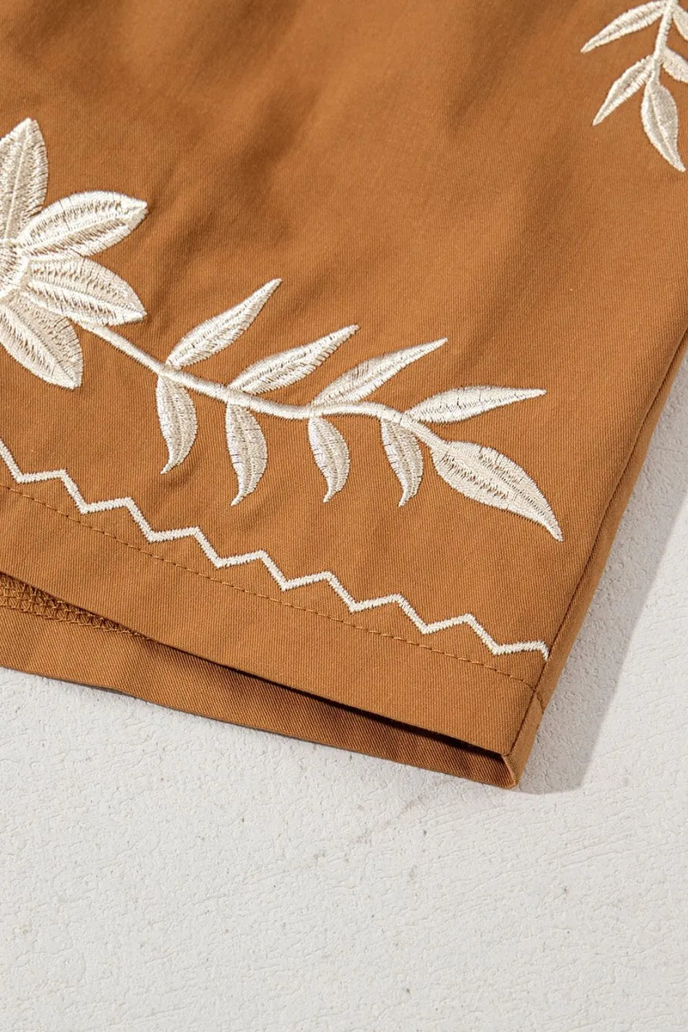 Image of Embroidered Boho Tasseled Drawstring Elastic Waist Casual Shorts | Queeble.shop