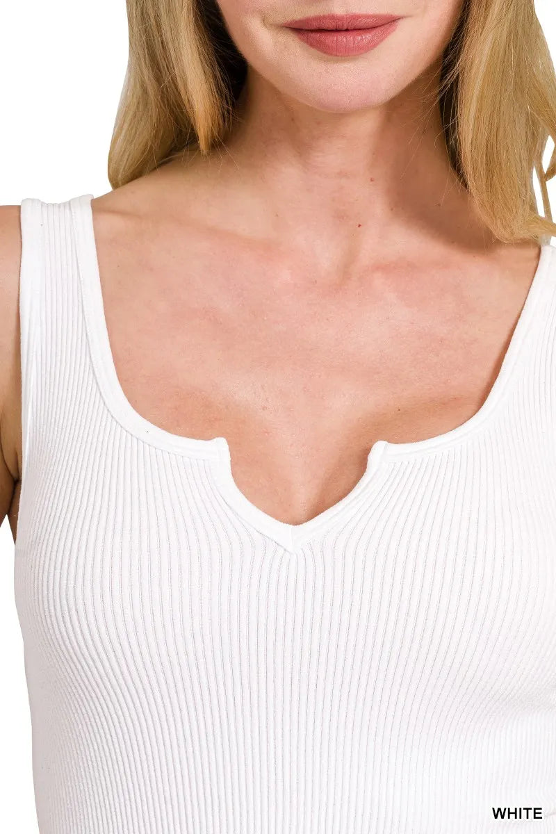 Image of Zenana Seamless Split Neck Bra Tank Top | Queeble.shop