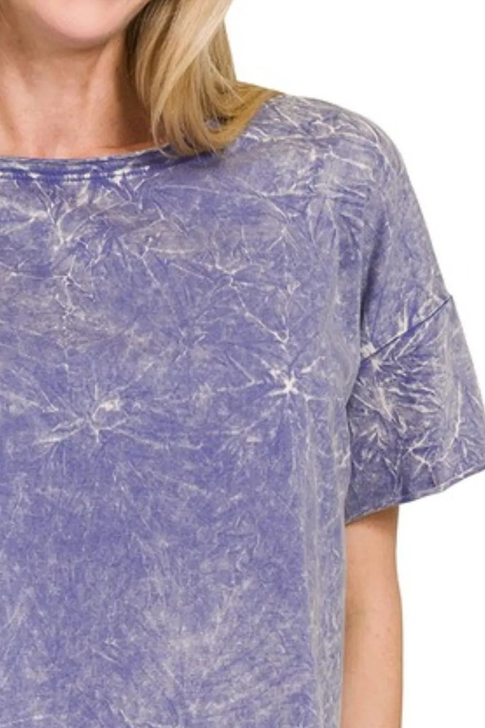 Image of Zenana Washed Crew Neck Short Sleeve Crop Box Tee | Queeble.shop