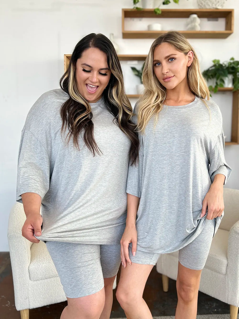 Image of Basic Bae Bamboo Full Size Round Neck Drop Shoulder T-Shirt and Shorts Set | Queeble.shop