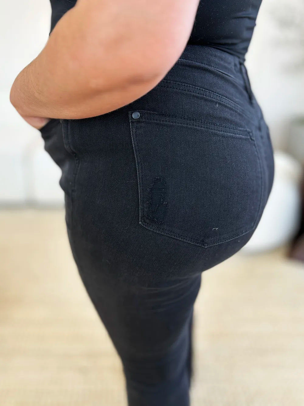Image of Judy Blue Full Size High Waist Distressed Flare Jeans | Queeble.shop