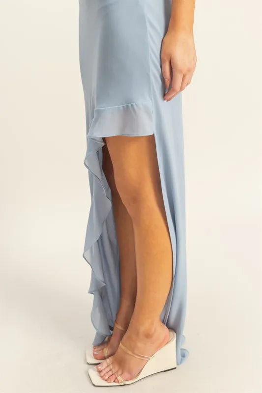 Image of HYFVE Chiffon Ruffle Trim Midi Dress | Queeble.shop