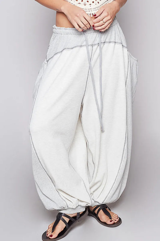 Image of POL Contrast Stitching Pants with Drawstring Waist | Queeble.shop