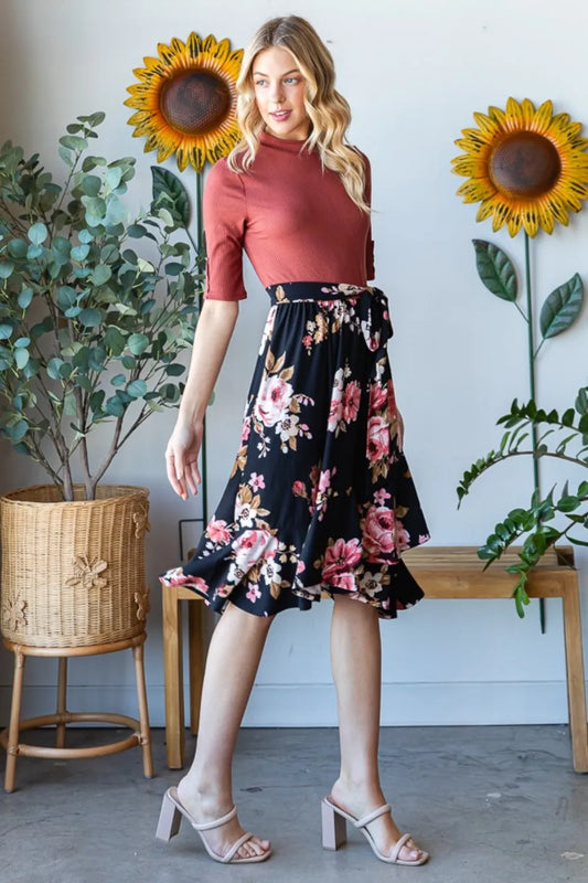 Image of Reborn J Floral Wrap Ruffle Hem Dress | Queeble.shop