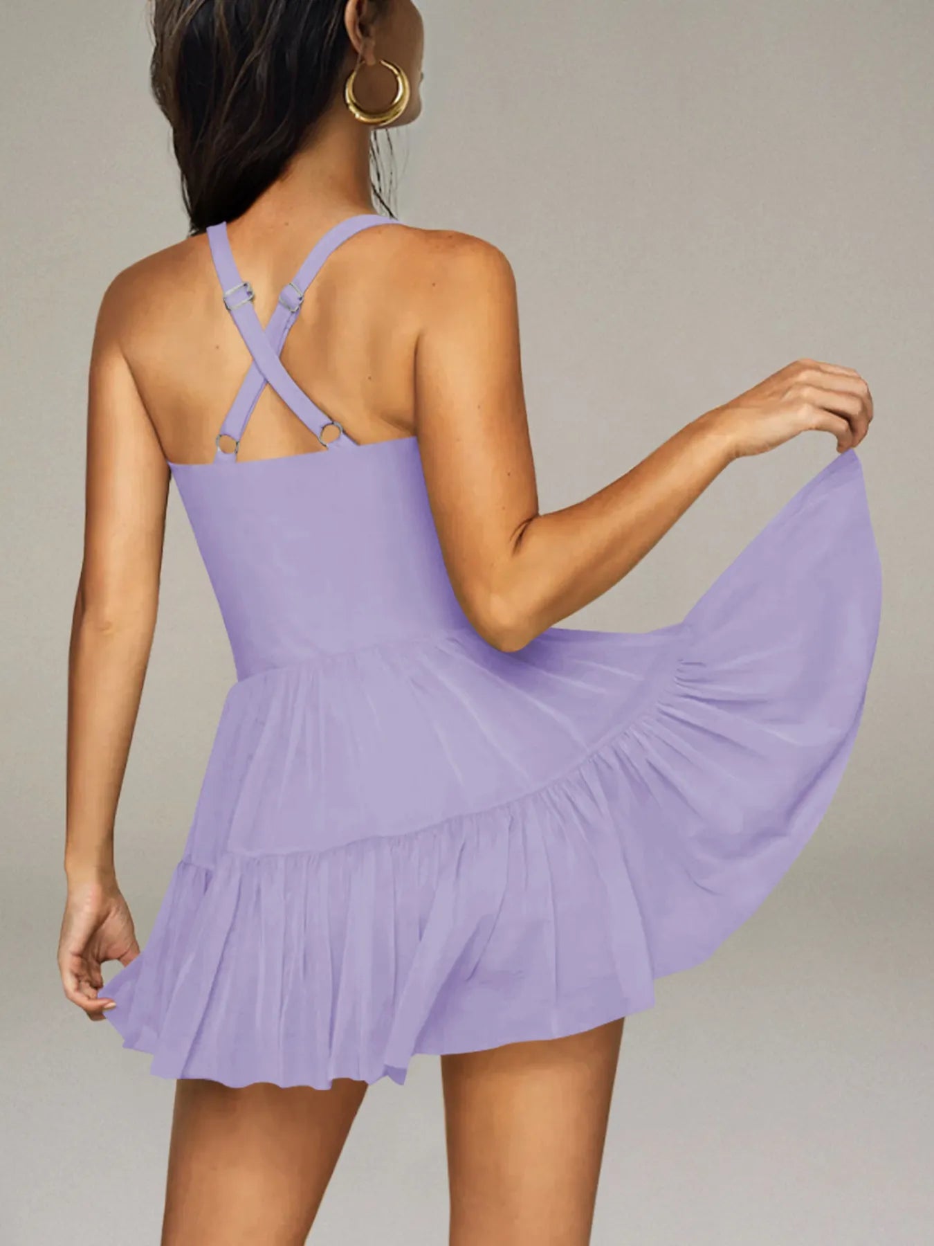Image of Crisscross Back Square Neck Mini Dress | Queeble.shop
