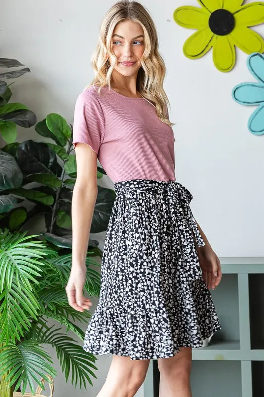 Image of Heimish Full Size Short Sleeve Solid And Animal Print Mini Dress Plus Size | Queeble.shop