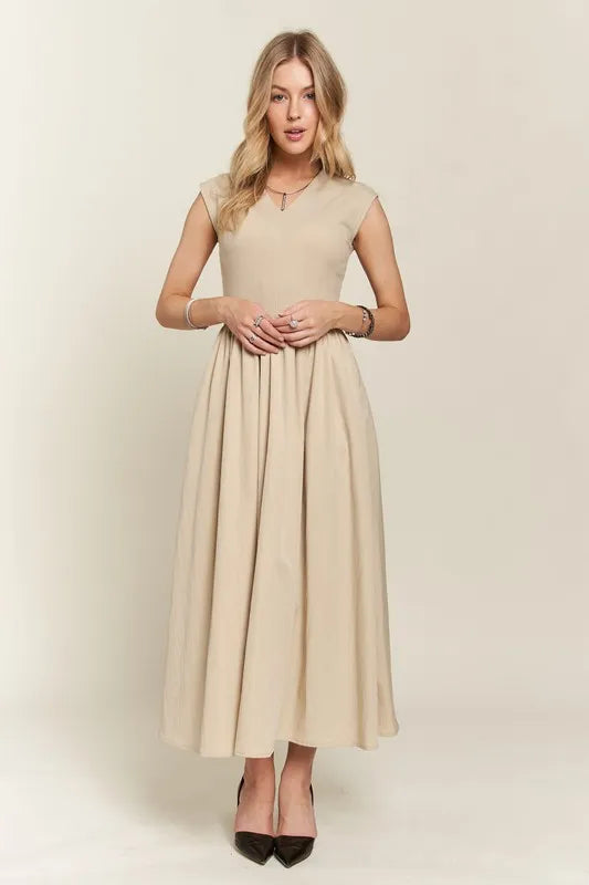 Image of ADORA V-Neck Cap Sleeve Dress | Queeble.shop