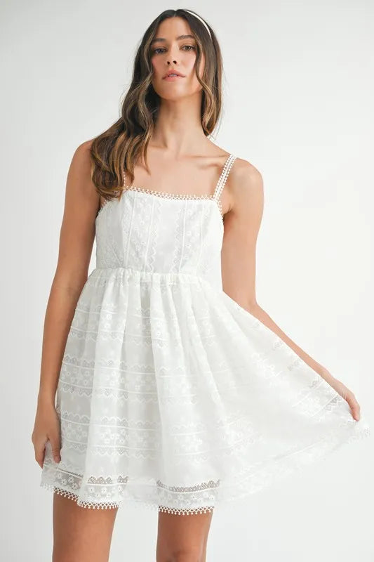 Image of MABLE Eyelet Lace Babydoll Mini Cami Dress | Queeble.shop
