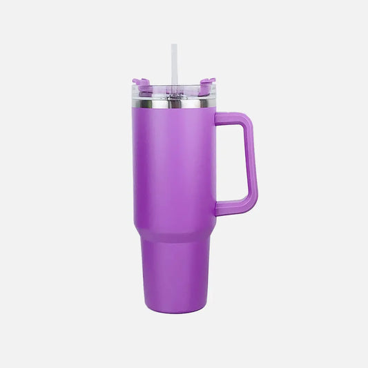 Image of Stainless Steel Tumbler with Handle and Straw | Queeble.shop