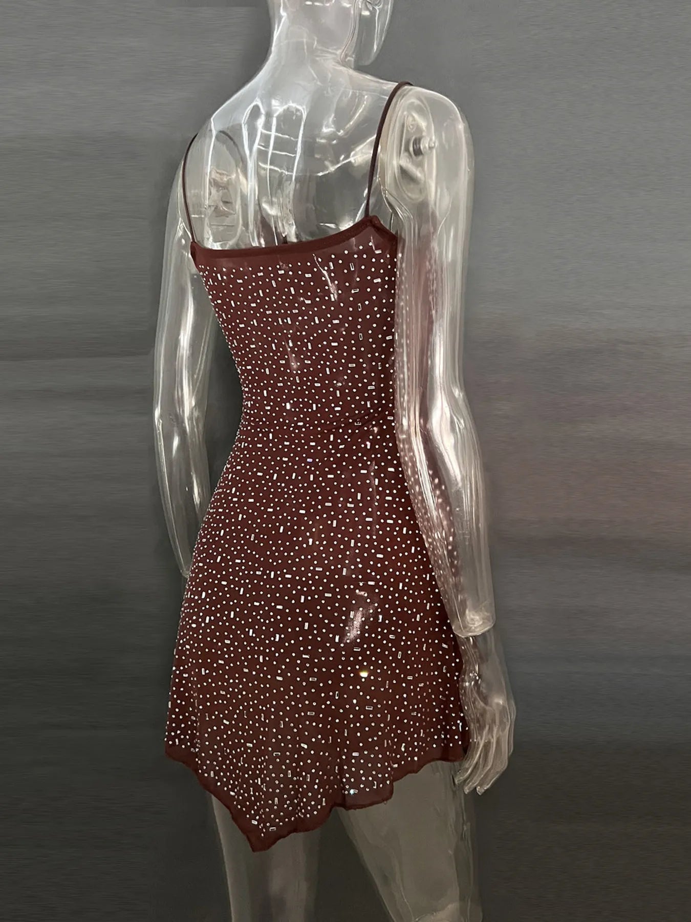 Image of Rhinestone Decor Mini Cami Dress | Queeble.shop