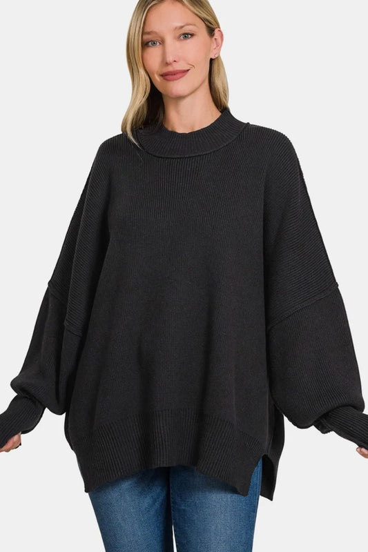 Image of Zenana Side Slit Oversize Sweater | Queeble.shop