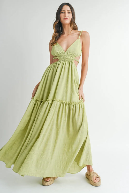 Image of MABLE Cutout Waist Backless Maxi Dress | Queeble.shop