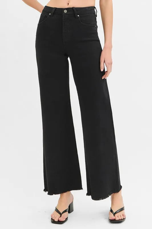 Image of RISEN Full Size Tummy Control High Rise Wide Jeans Plus Size | Queeble.shop