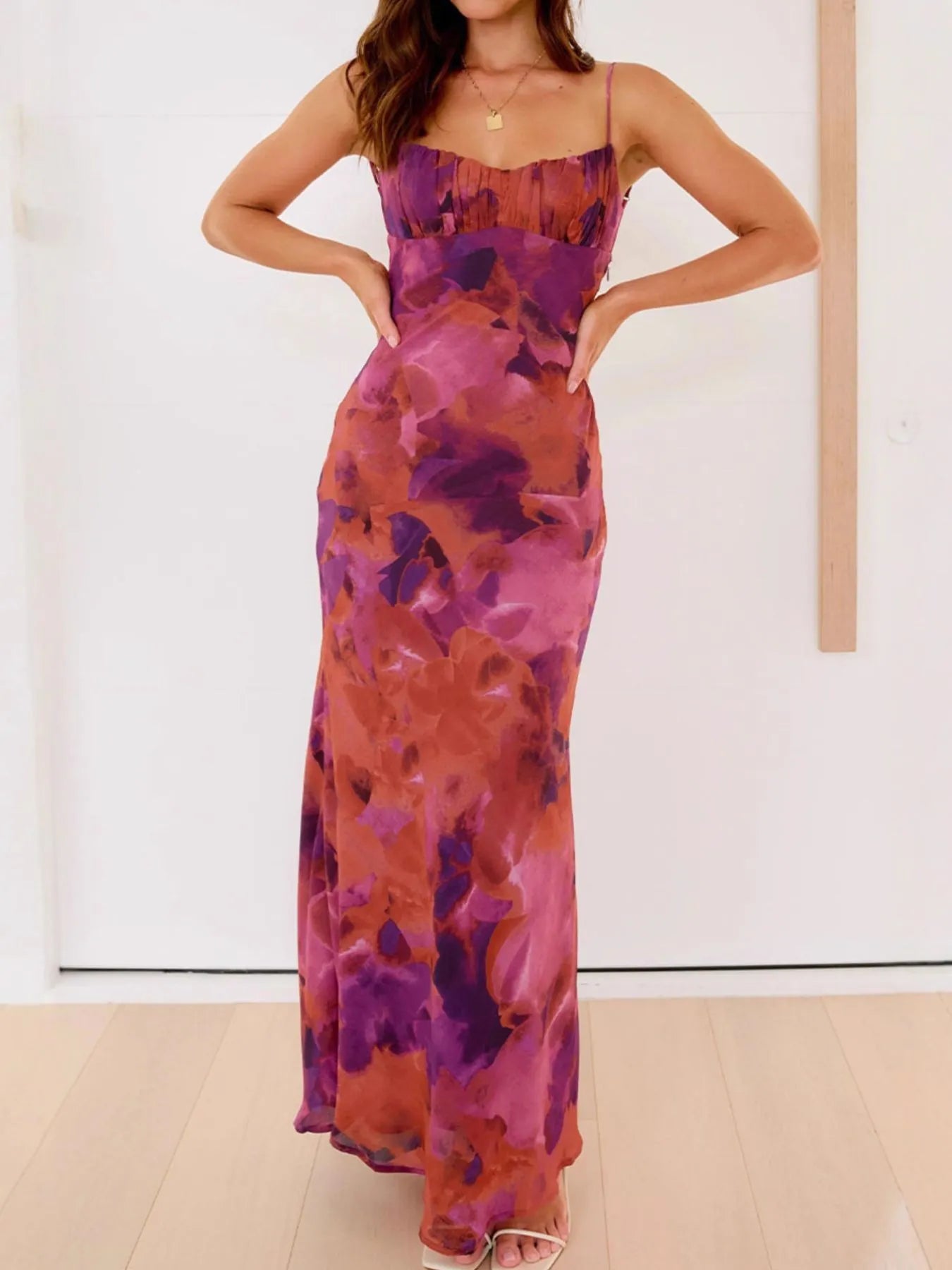 Image of Cutout Printed Cami Maxi Dress | Queeble.shop