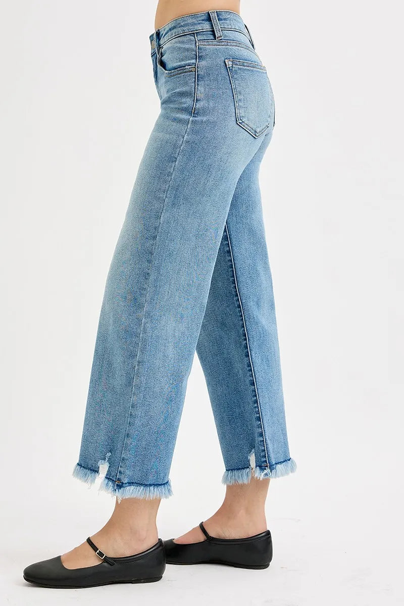Image of RISEN Full Size Mid Rise Crop Wide Leg Jeans Plus Size | Queeble.shop