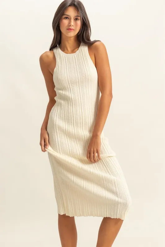 Image of HYFVE Round Neck Bodycon Ribbed Knit Dress | Queeble.shop