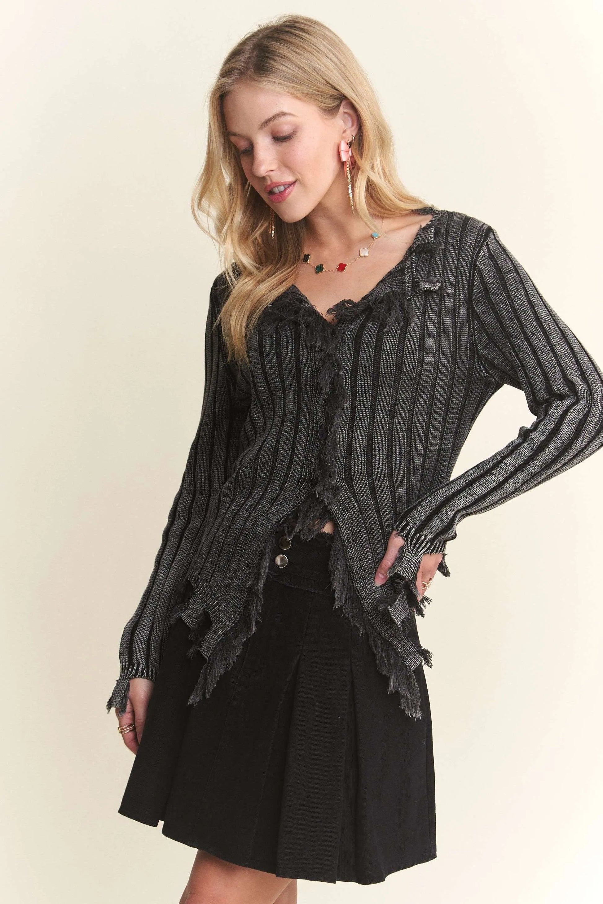 Image of ADORA Distressed Edge Washed Sweater | Queeble.shop
