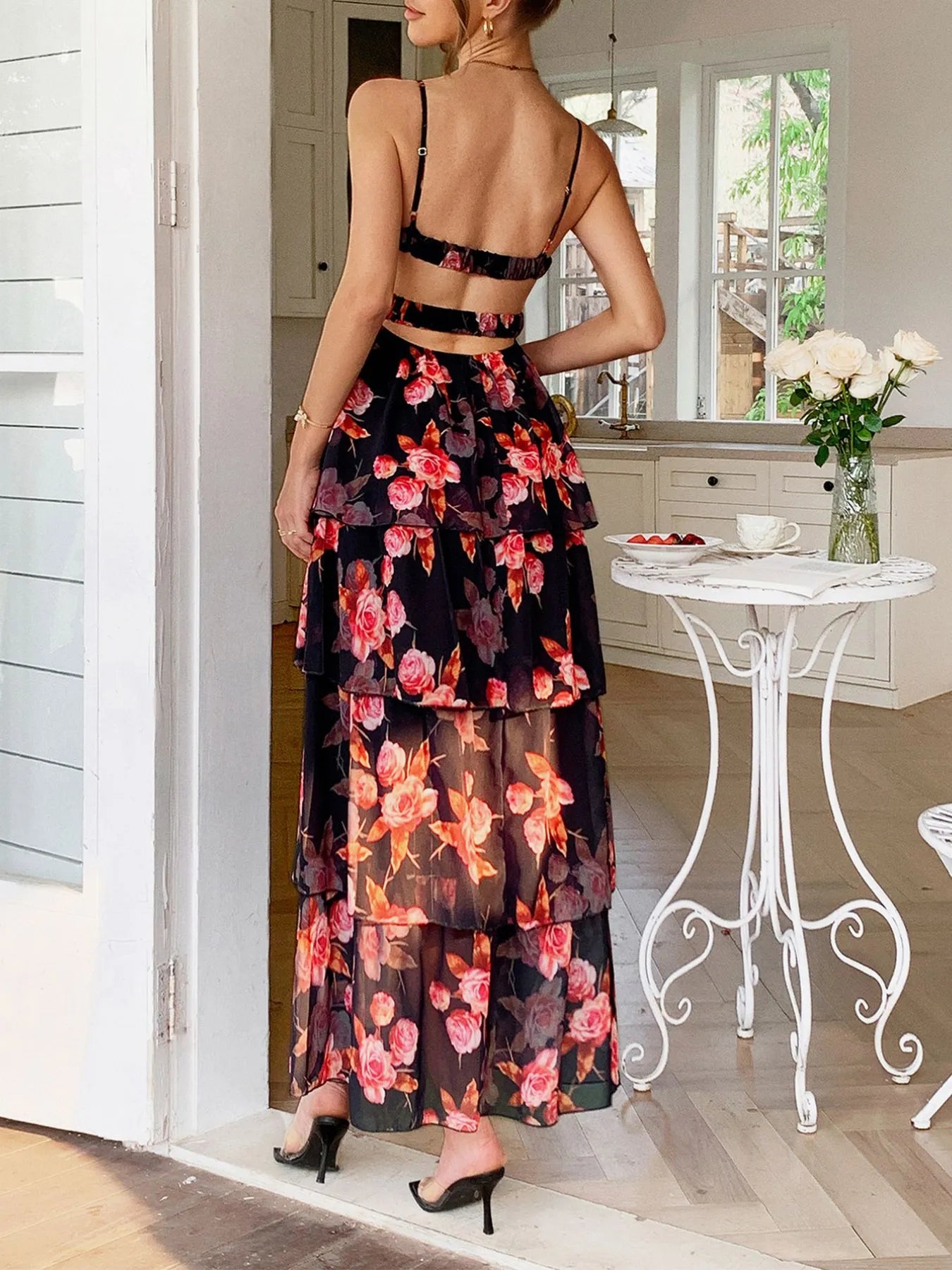Image of Floral Print Layered Maxi Cami Dress | Queeble.shop