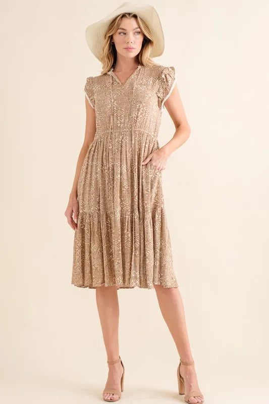 Image of And The Why Boho Printed Tiered Maxi Dress | Queeble.shop