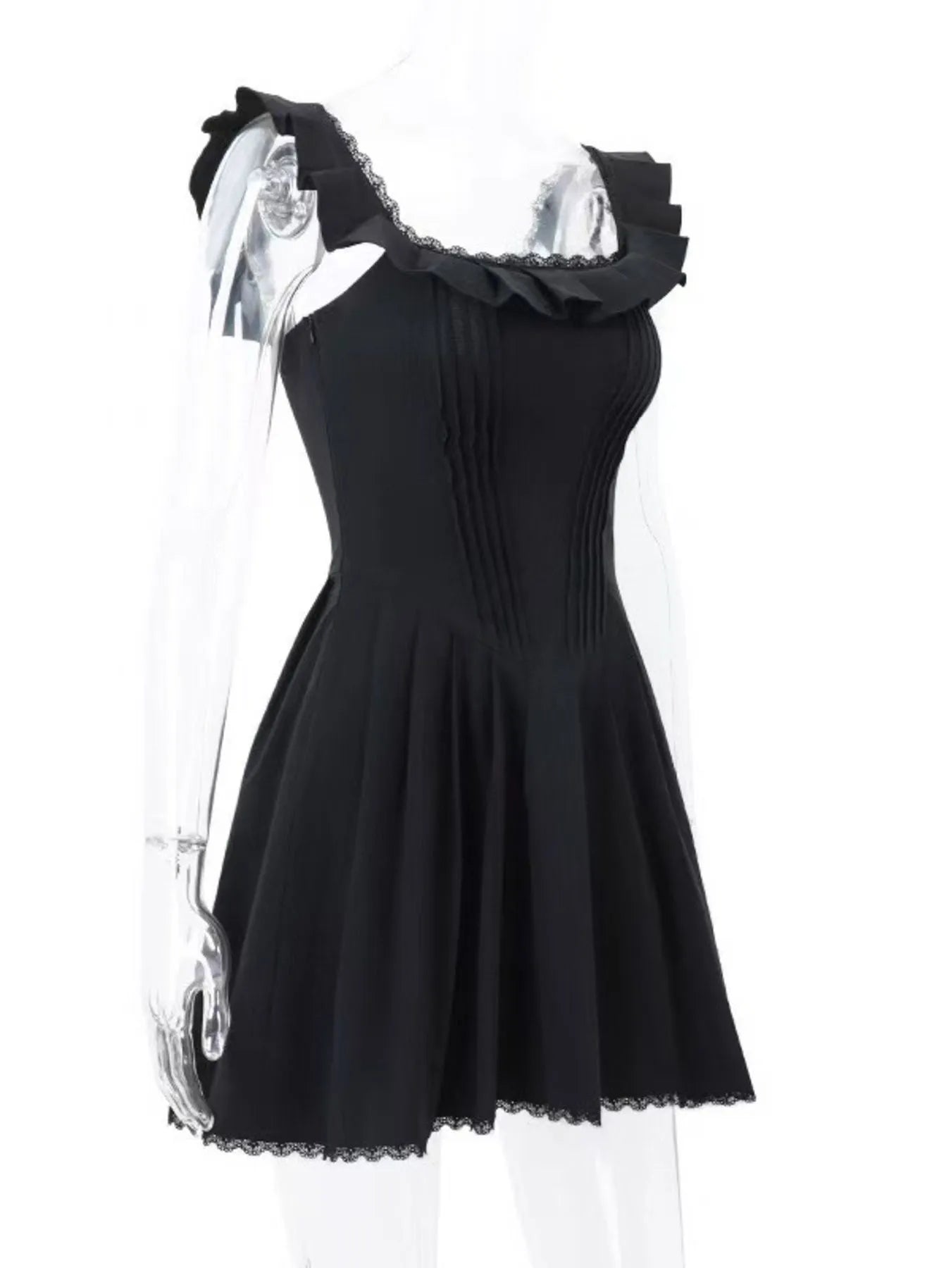Image of Square Neck Pleated Mini Dress | Queeble.shop