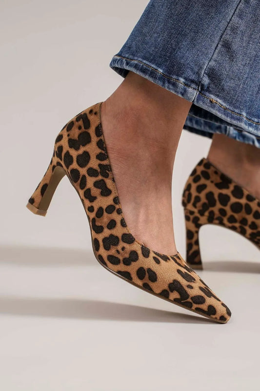 Image of Beast Fashion Faux Suede Leopard Point Toe Pumps | Queeble.shop