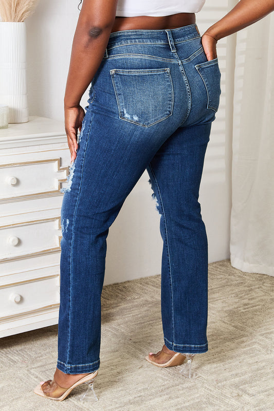 Image of Judy Blue Full Size Mid Rise Hand Sand & Destroy Bootcut Jeans | Queeble.shop