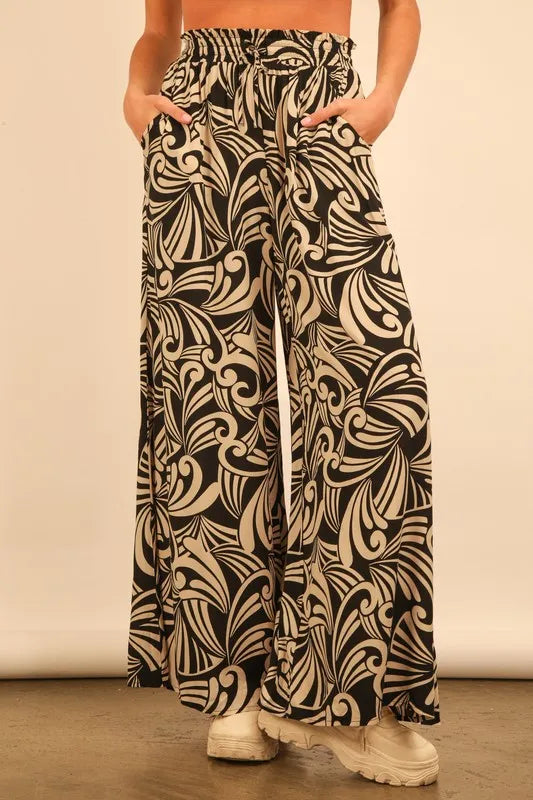 Image of VERY J Full Size Printed Wide Leg Pants Plus Size | Queeble.shop