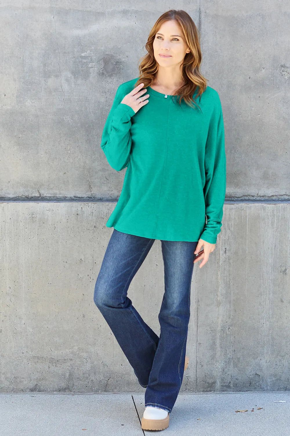 Image of Double Take Full Size Round Neck Long Sleeve T-Shirt | Queeble.shop