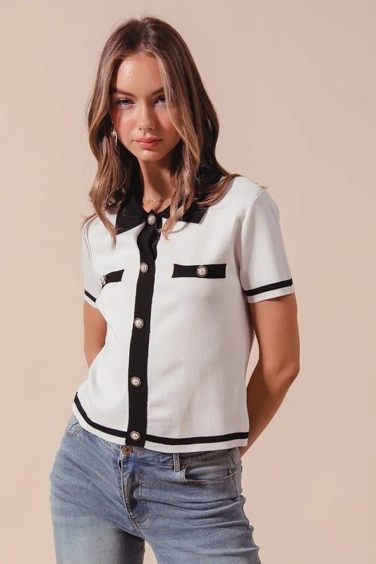 Image of SO ME Button Down Knitted Sweater Shirt Top | Queeble.shop