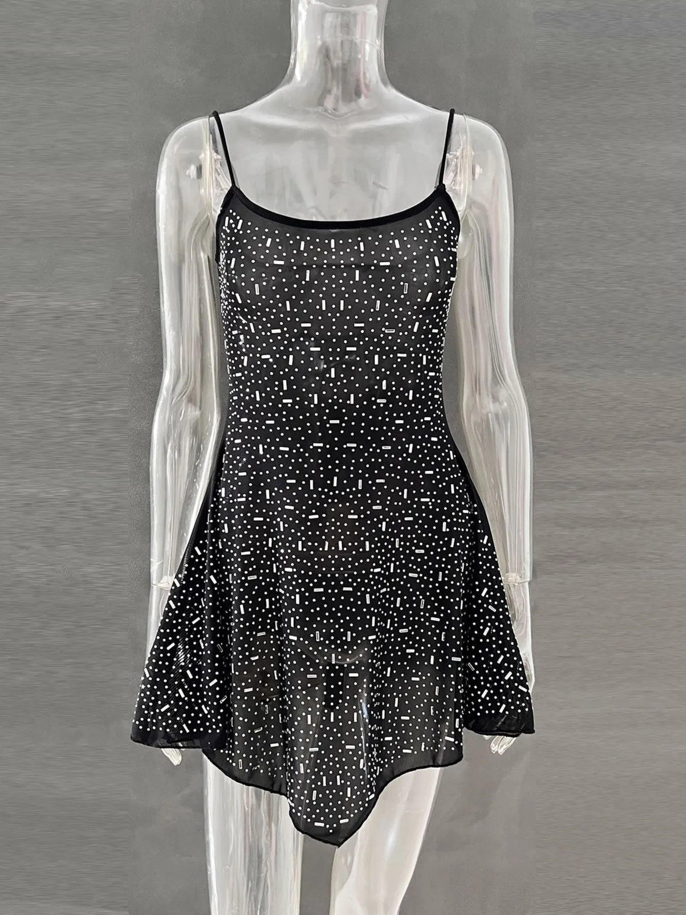 Image of Rhinestone Decor Mini Cami Dress | Queeble.shop