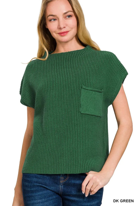 Image of Zenana Mock Neck Short Sleeve Sweater | Queeble.shop