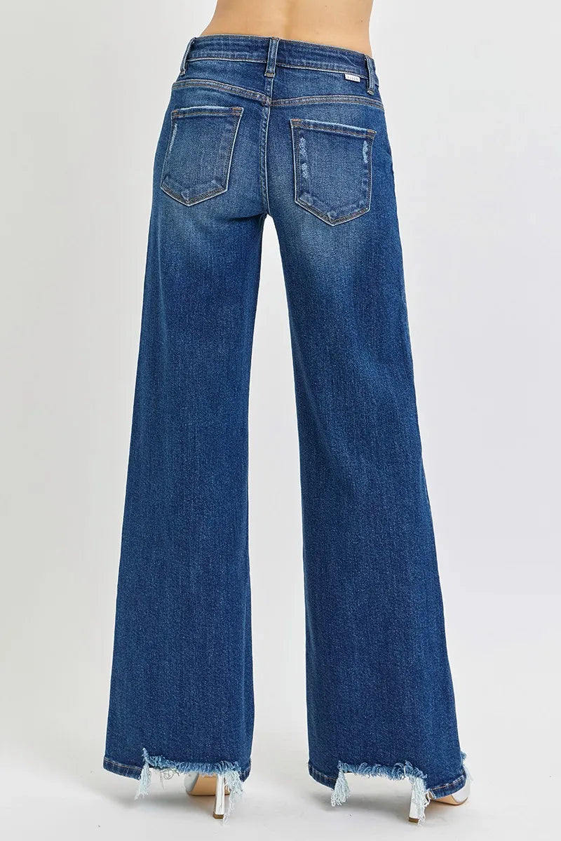Image of RISEN Full Size Mid Rise Wide Jeans Plus Size | Queeble.shop