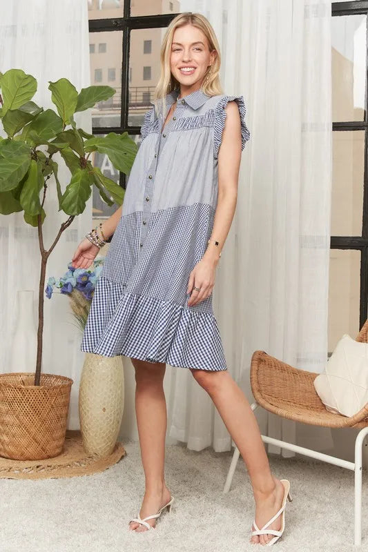Image of ADORA Button Down Textured Babydoll Dress | Queeble.shop