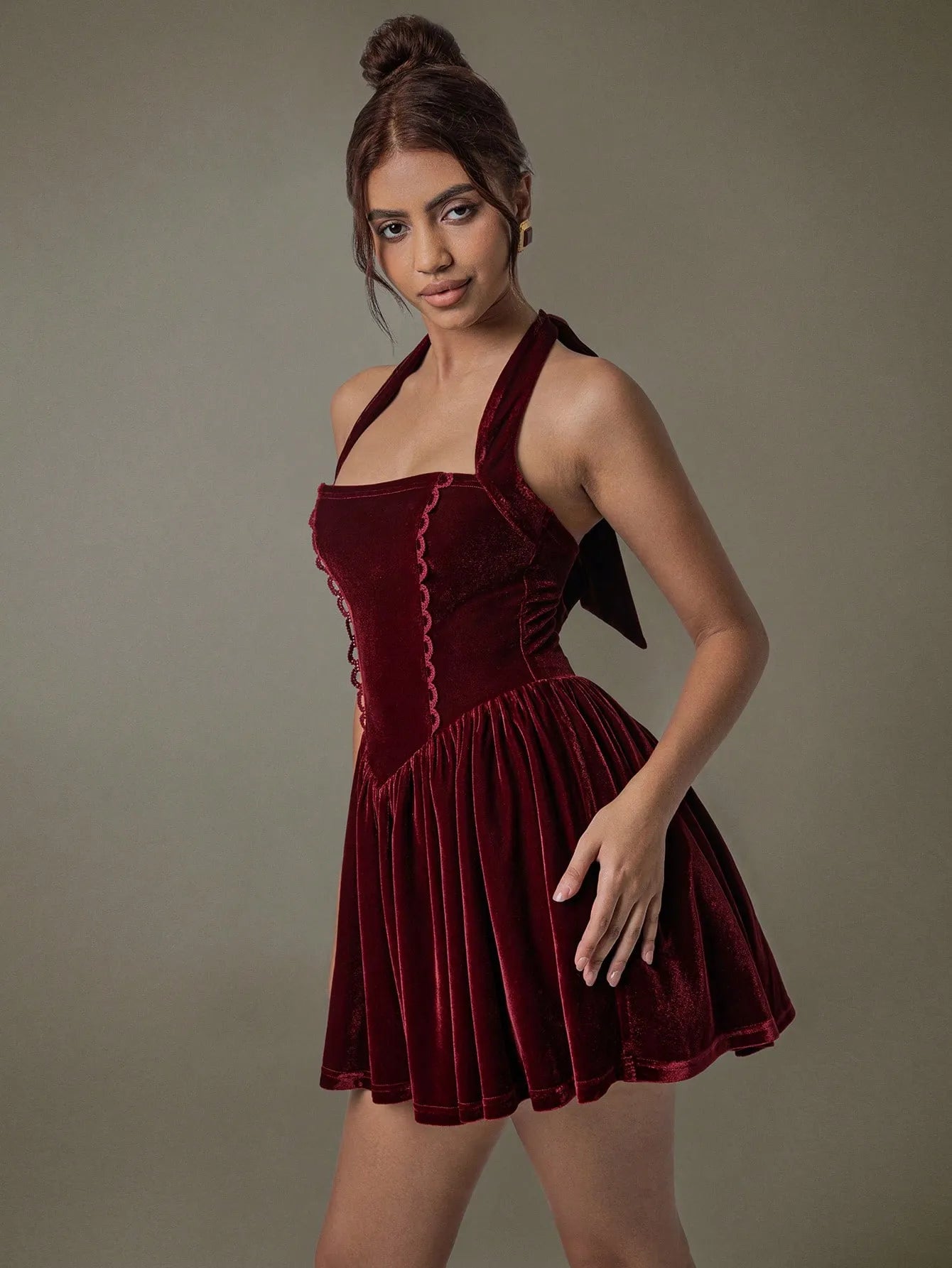 Image of Velvet Halter Skater Dress | Queeble.shop