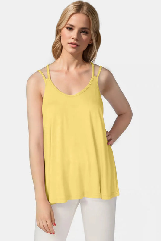 Image of Basic Bae Bamboo Scoop Neck Double Spaghetti Straps Cami | Queeble.shop