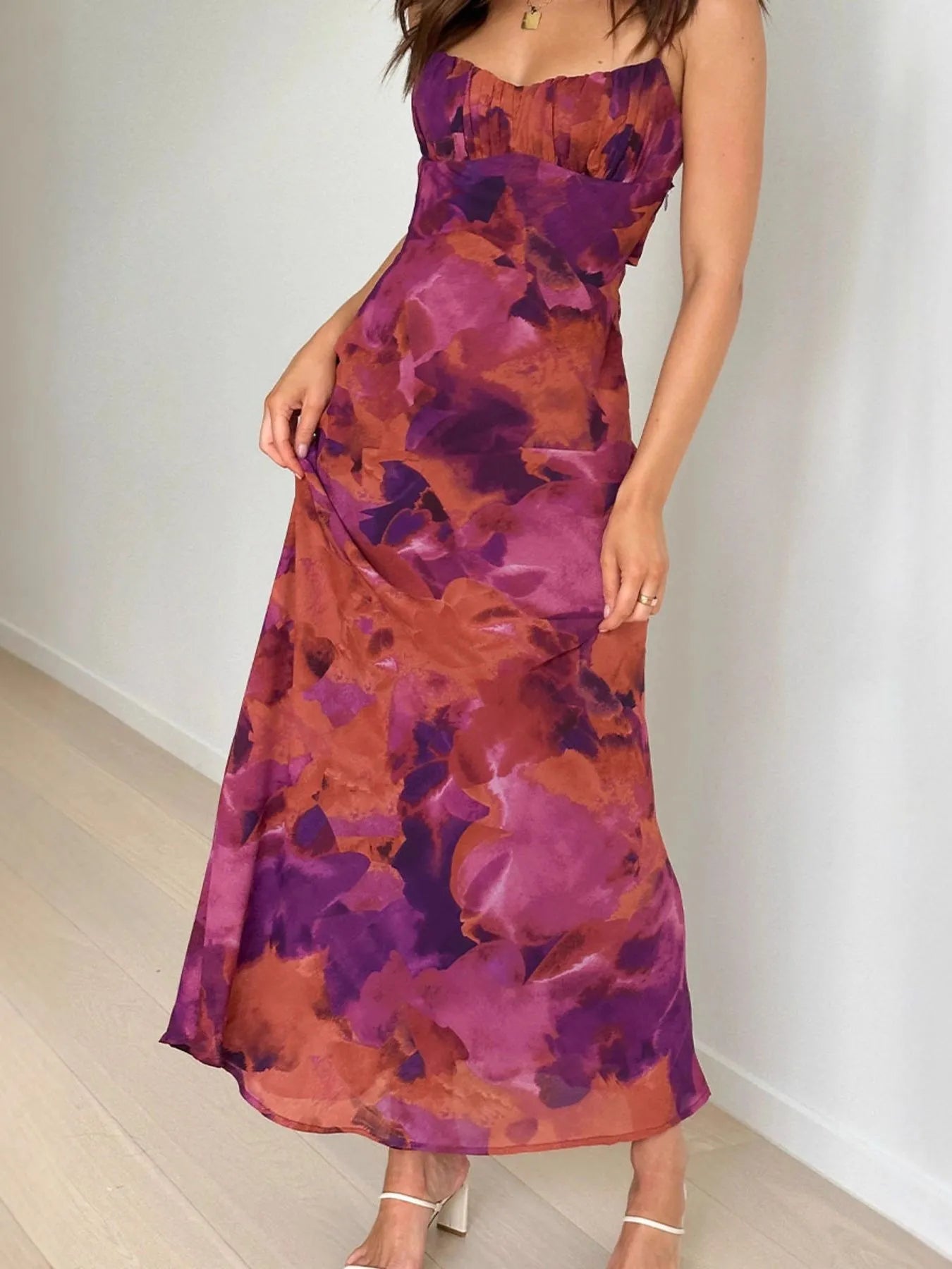 Image of Cutout Printed Cami Maxi Dress | Queeble.shop
