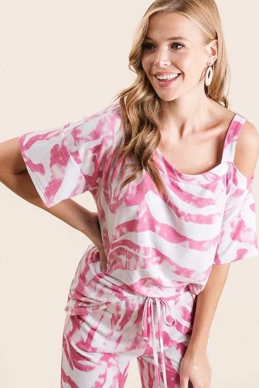 Image of BiBi Zebra Print French Terry Top and Pants Set | Queeble.shop