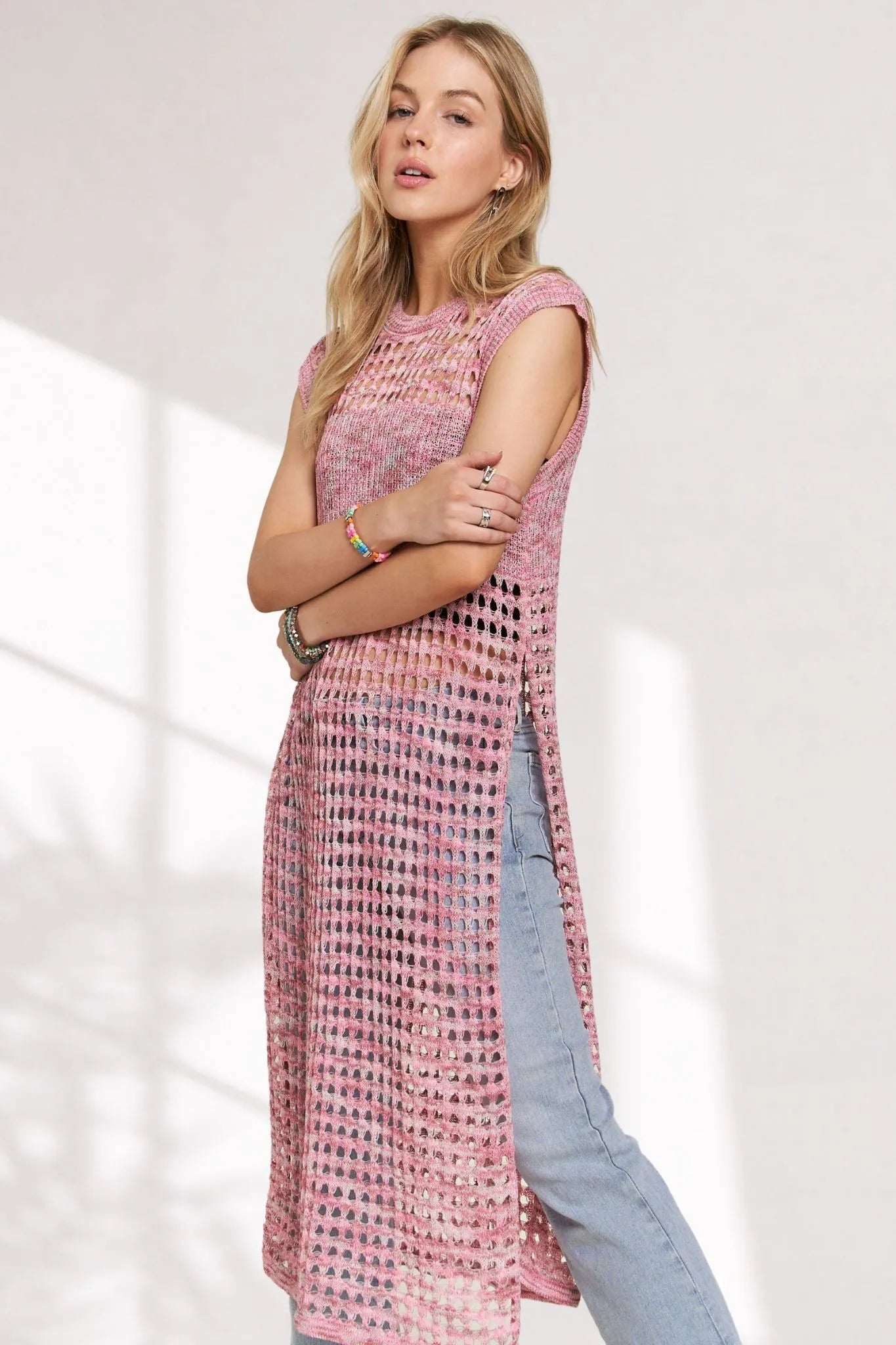 Image of ADORA Multi Color Crochet Tunic Top | Queeble.shop