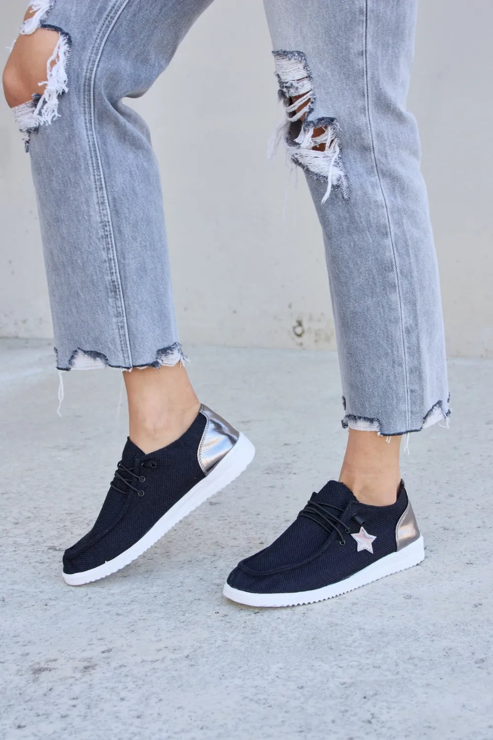 Image of Forever Link Star Lace-Up Flat Sneakers | Queeble.shop
