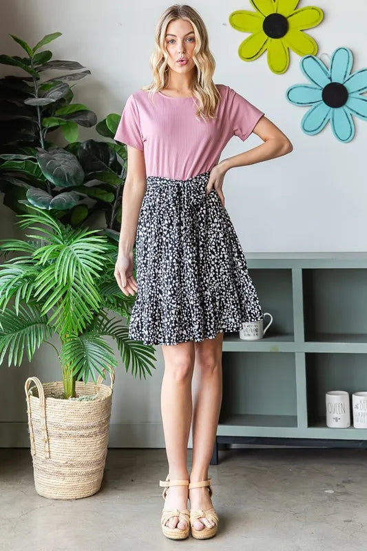 Image of Heimish Full Size Short Sleeve Solid And Animal Print Mini Dress Plus Size | Queeble.shop